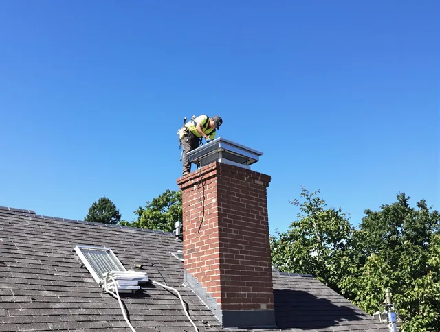 Westchester Chimney Sweep technician measuring a chimney cap in Westchester, FL