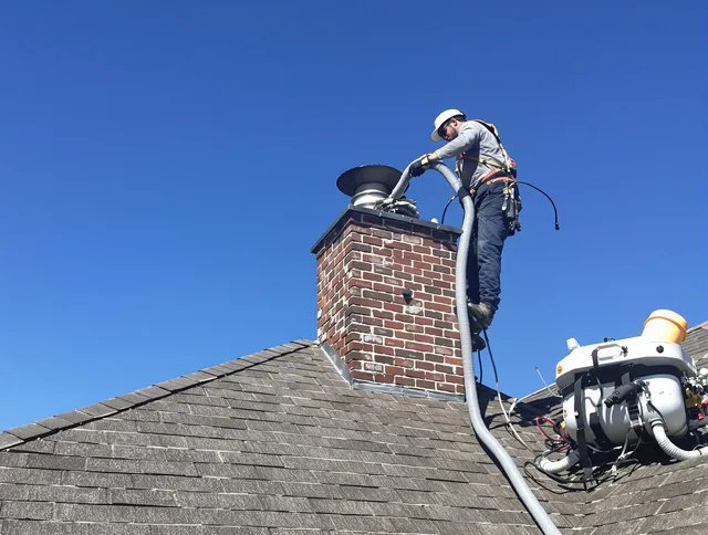 Dedicated Westchester Chimney Sweep team member cleaning a chimney in Westchester, FL