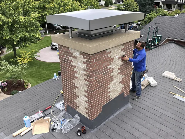 Westchester Chimney Sweep team working on a custom chimney remodel in Westchester, FL