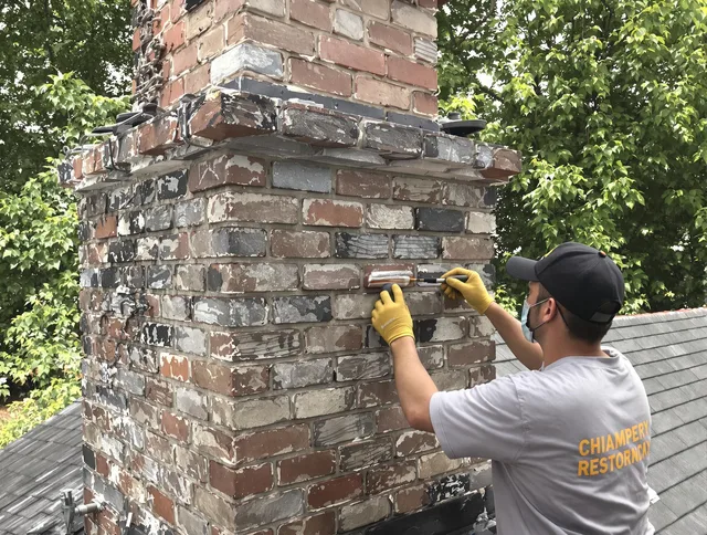 In-progress chimney restoration by Westchester Chimney Sweep in Westchester, FL