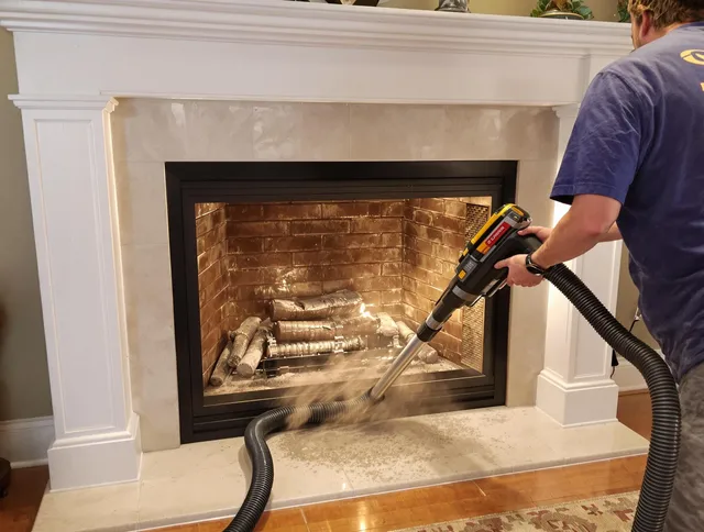 Fireplace cleaning performed by Westchester Chimney Sweep in Westchester, FL